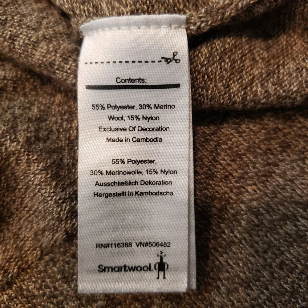 Smartwool Sparwood Mens Size M Quarter Zip Pull Over Sweater Brown Heather - Picture 5 of 9